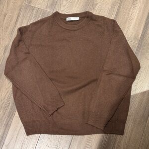 Zara Brown Crewneck Sweater